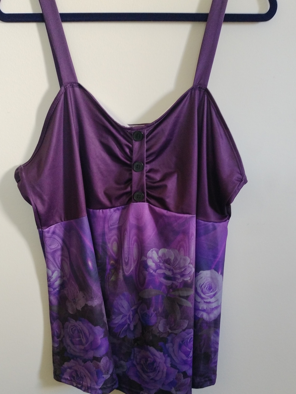 2/15.00 Purple Floral Satin Cami Top